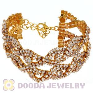 Gold Plated Crystal Alloy Bracelet Chain With Lobster Clasp Wholesale
