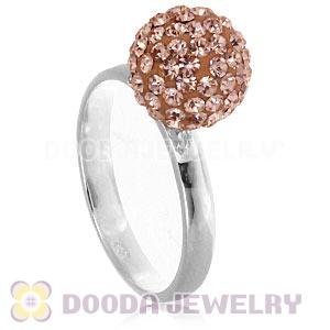 10mm Rose Czech Crystal Ball 925 Sterling Silver Rings Wholesale