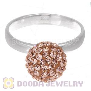 10mm Rose Czech Crystal Ball 925 Sterling Silver Rings Wholesale