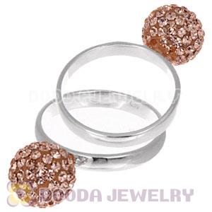10mm Rose Czech Crystal Ball 925 Sterling Silver Rings Wholesale