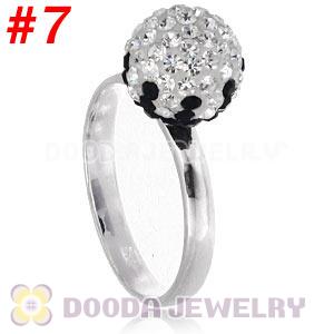 10mm Bicolourable Czech Crystal Ball 925 Sterling Silver Rings Wholesale