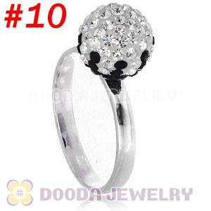 10mm Bicolourable Czech Crystal Ball 925 Sterling Silver Rings Wholesale