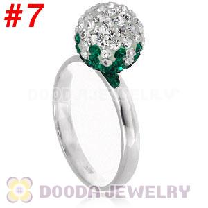 10mm Bicolourable Czech Crystal Ball 925 Sterling Silver Rings Wholesale