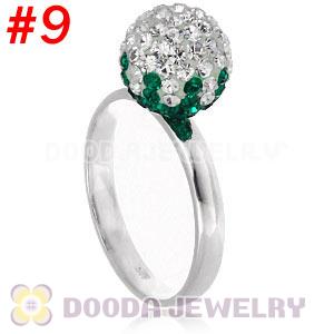 10mm Bicolourable Czech Crystal Ball 925 Sterling Silver Rings Wholesale