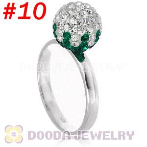 10mm Bicolourable Czech Crystal Ball 925 Sterling Silver Rings Wholesale