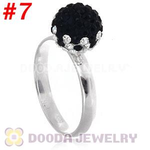 10mm Bicolourable Czech Crystal Ball 925 Sterling Silver Rings Wholesale