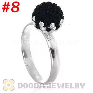 10mm Bicolourable Czech Crystal Ball 925 Sterling Silver Rings Wholesale