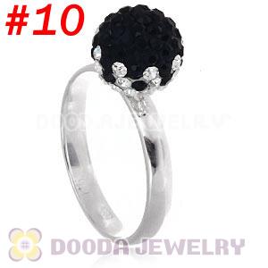 10mm Bicolourable Czech Crystal Ball 925 Sterling Silver Rings Wholesale