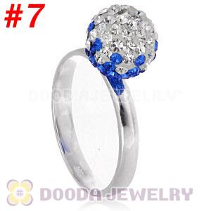 10mm Bicolourable Czech Crystal Ball 925 Sterling Silver Rings Wholesale