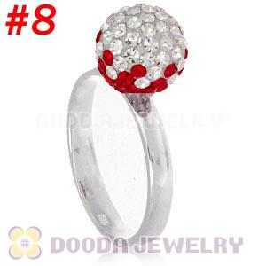 10mm Bicolourable Czech Crystal Ball 925 Sterling Silver Rings Wholesale