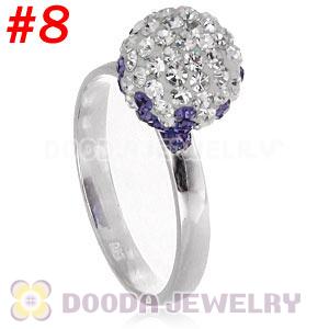 10mm Bicolourable Czech Crystal Ball 925 Sterling Silver Rings Wholesale