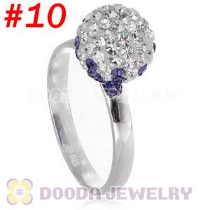 10mm Bicolourable Czech Crystal Ball 925 Sterling Silver Rings Wholesale