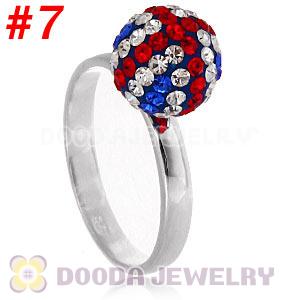 10mm Czech Crystal Ball 925 Sterling Silver Rings Wholesale