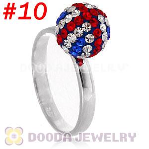 10mm Czech Crystal Ball 925 Sterling Silver Rings Wholesale