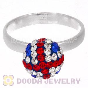 10mm Czech Crystal Ball 925 Sterling Silver Rings Wholesale