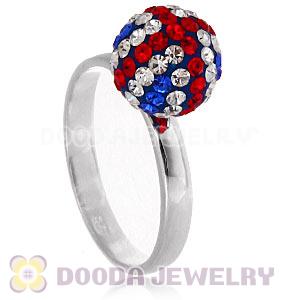 10mm Czech Crystal Ball 925 Sterling Silver Rings Wholesale