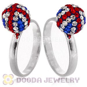 10mm Czech Crystal Ball 925 Sterling Silver Rings Wholesale