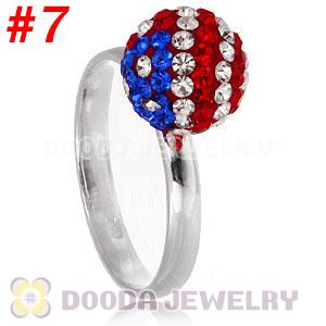 10mm Czech Crystal Ball 925 Sterling Silver Rings Wholesale