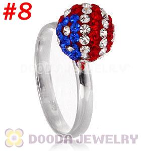 10mm Czech Crystal Ball 925 Sterling Silver Rings Wholesale
