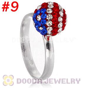 10mm Czech Crystal Ball 925 Sterling Silver Rings Wholesale