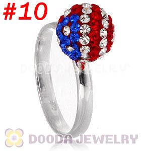 10mm Czech Crystal Ball 925 Sterling Silver Rings Wholesale