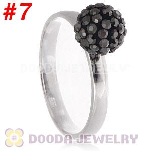 8mm Brown Czech Crystal Ball 925 Sterling Silver Rings Wholesale