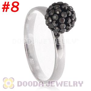 8mm Brown Czech Crystal Ball 925 Sterling Silver Rings Wholesale