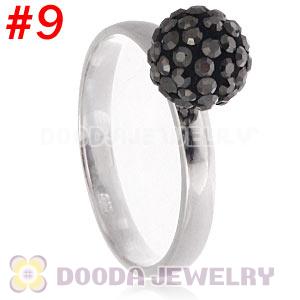 8mm Brown Czech Crystal Ball 925 Sterling Silver Rings Wholesale
