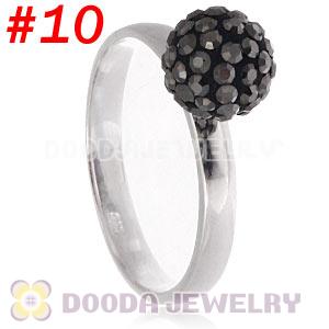 8mm Brown Czech Crystal Ball 925 Sterling Silver Rings Wholesale