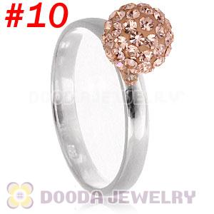 8mm Rose Czech Crystal Ball 925 Sterling Silver Rings Wholesale