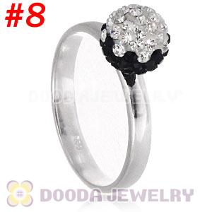 8mm Czech Crystal Ball 925 Sterling Silver Rings Wholesale