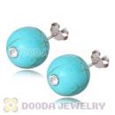 8mm Green Turquoise Sterling Silver Stud Earrings Wholesale