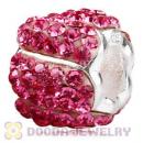 925 Sterling Silver Jeweled Petals Bead With Pink Austrian Crystal