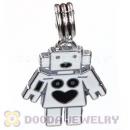 Platinum Plated Alloy Enamel European Robot Charms Wholesale