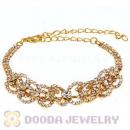 Gold Plated Crystal Alloy Bracelet Chain With Lobster Clasp Wholesale