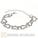 Silver Plated Alloy Crystal Heart Bracelet Chain With Lobster Clasp