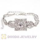 Silver Plated Crystal Alloy Bracelet Chain With Lobster Clasp Wholesale