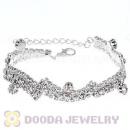 Silver Plated Crystal Alloy Bracelet Chain With Lobster Clasp Wholesale