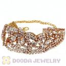 Gold Plated Crystal Alloy Bracelet Chain With Lobster Clasp Wholesale