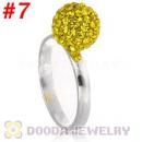 10mm Yellow Czech Crystal Ball 925 Sterling Silver Rings Wholesale