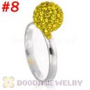 10mm Yellow Czech Crystal Ball 925 Sterling Silver Rings Wholesale