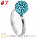 10mm Cyan Czech Crystal Ball 925 Sterling Silver Rings Wholesale