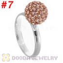10mm Rose Czech Crystal Ball 925 Sterling Silver Rings Wholesale