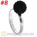 10mm Black Czech Crystal Ball 925 Sterling Silver Rings Wholesale