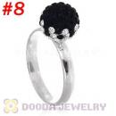 10mm Bicolourable Czech Crystal Ball 925 Sterling Silver Rings Wholesale