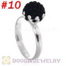 10mm Bicolourable Czech Crystal Ball 925 Sterling Silver Rings Wholesale