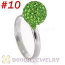 10mm Green Czech Crystal Ball 925 Sterling Silver Rings Wholesale
