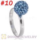 10mm Blue Czech Crystal Ball 925 Sterling Silver Rings Wholesale