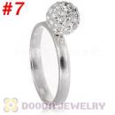 8mm White Czech Crystal Ball 925 Sterling Silver Rings Wholesale