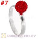 8mm Red Czech Crystal Ball 925 Sterling Silver Rings Wholesale